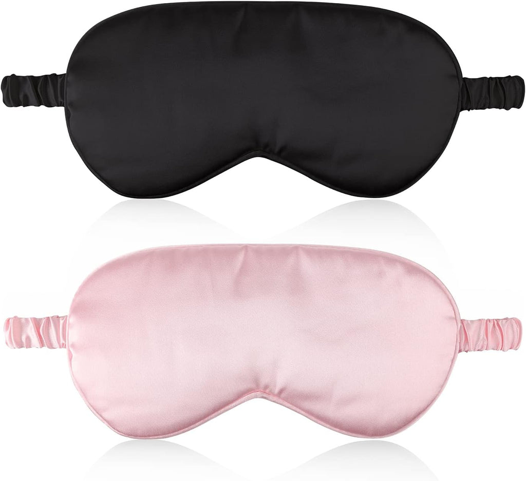 Sleep Mask – Super Soft Silk Eye Mask with Elastic Strap for Comfortable Night Sleep (2 Pack)