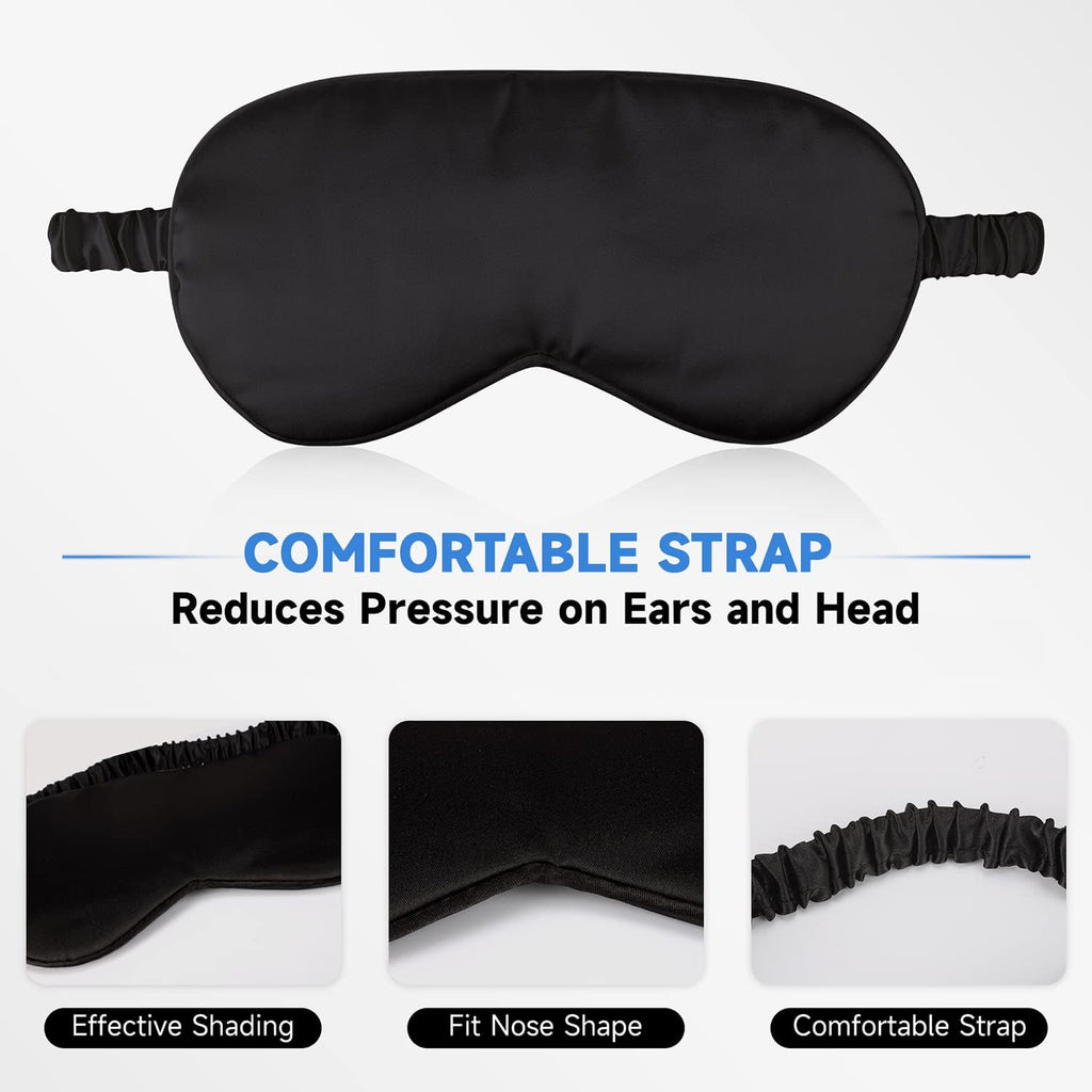 Sleep Mask – Super Soft Silk Eye Mask with Elastic Strap for Comfortable Night Sleep (2 Pack)
