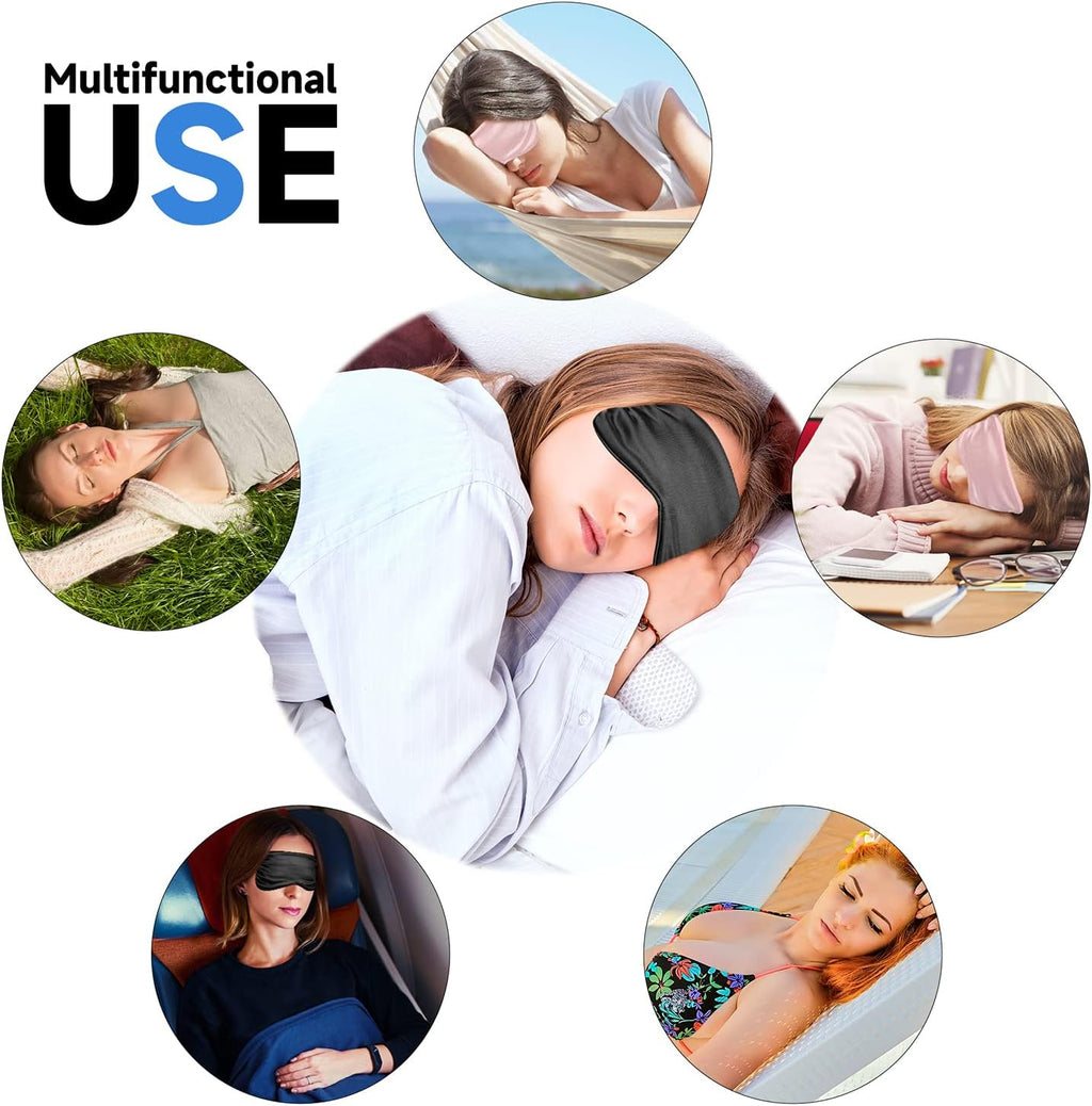 Sleep Mask – Super Soft Silk Eye Mask with Elastic Strap for Comfortable Night Sleep (2 Pack)