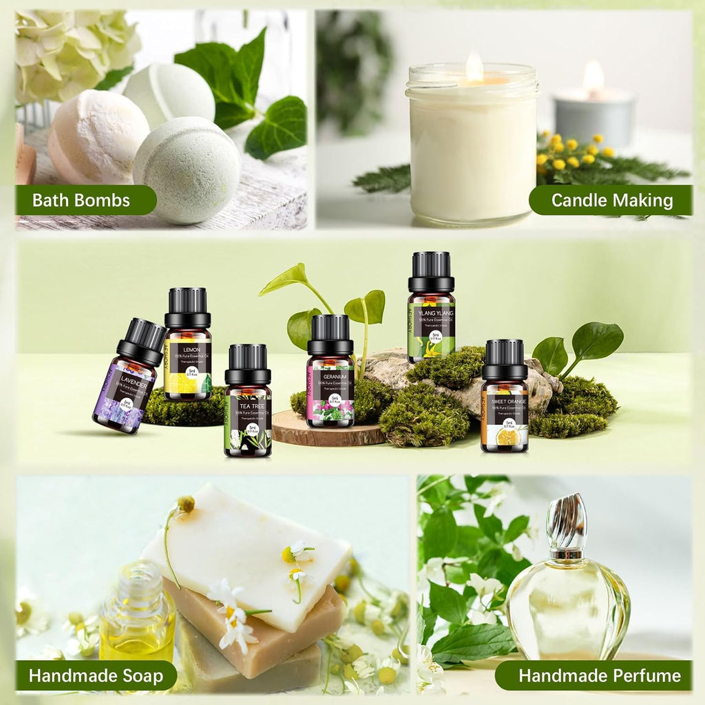 AESHORY Essential Oils Set – 26×5ml Pure Aromatherapy Oils for Diffusers, Massage, Skin & Hair Care, Candle Making