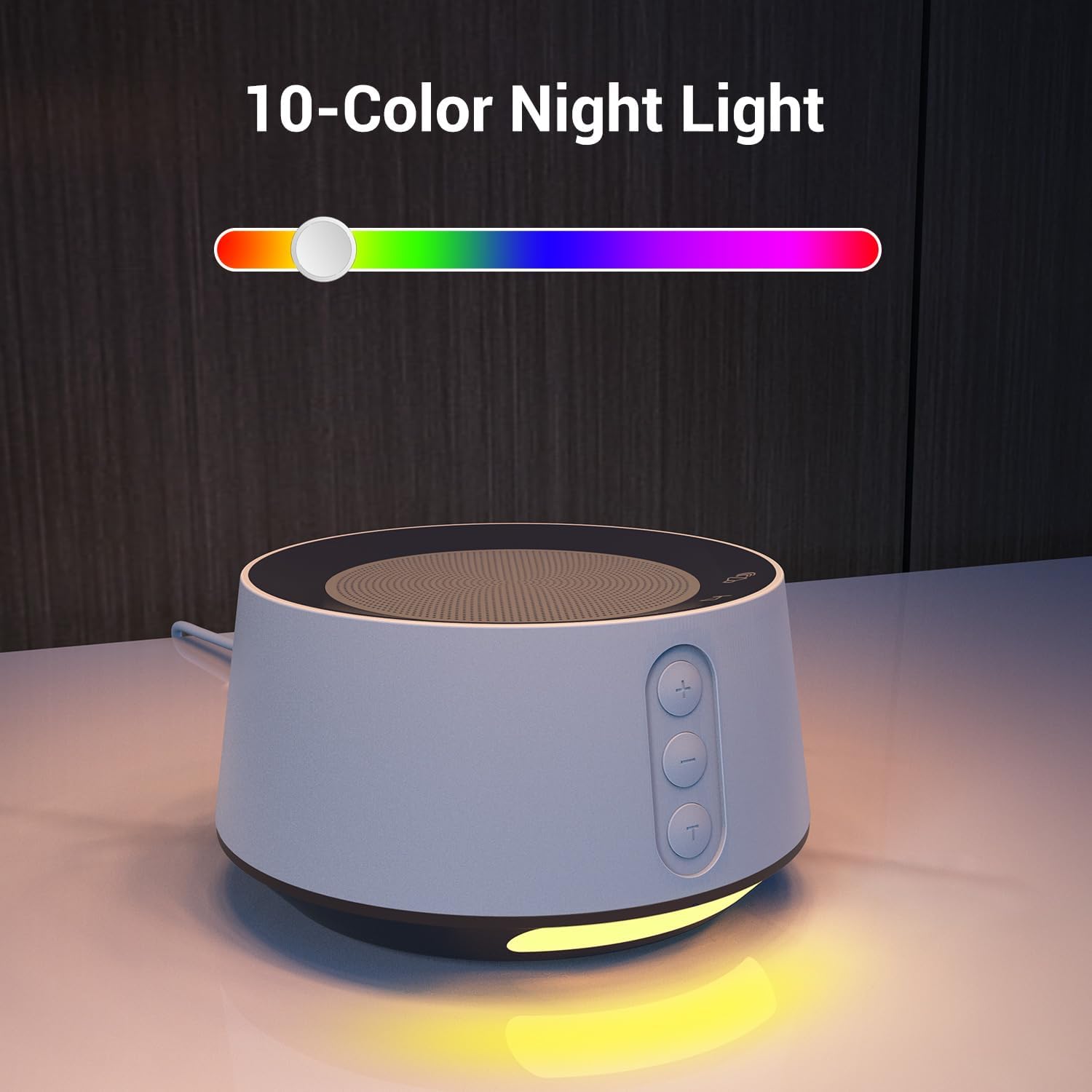 BGOVERSS White Noise Sound Machine – 20 Soothing Sounds with 10-Color Night Light, Timers & Memory Feature (White)