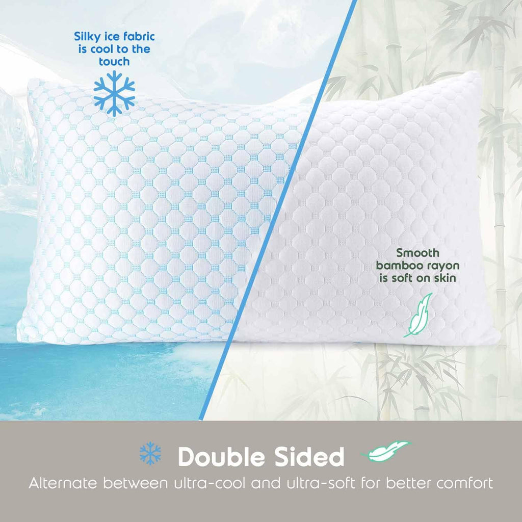 Nestl Cooling Pillow for Sleeping – Adjustable Shredded Memory Foam Pillow with Cold Gel, Standard Size (1 Pack)