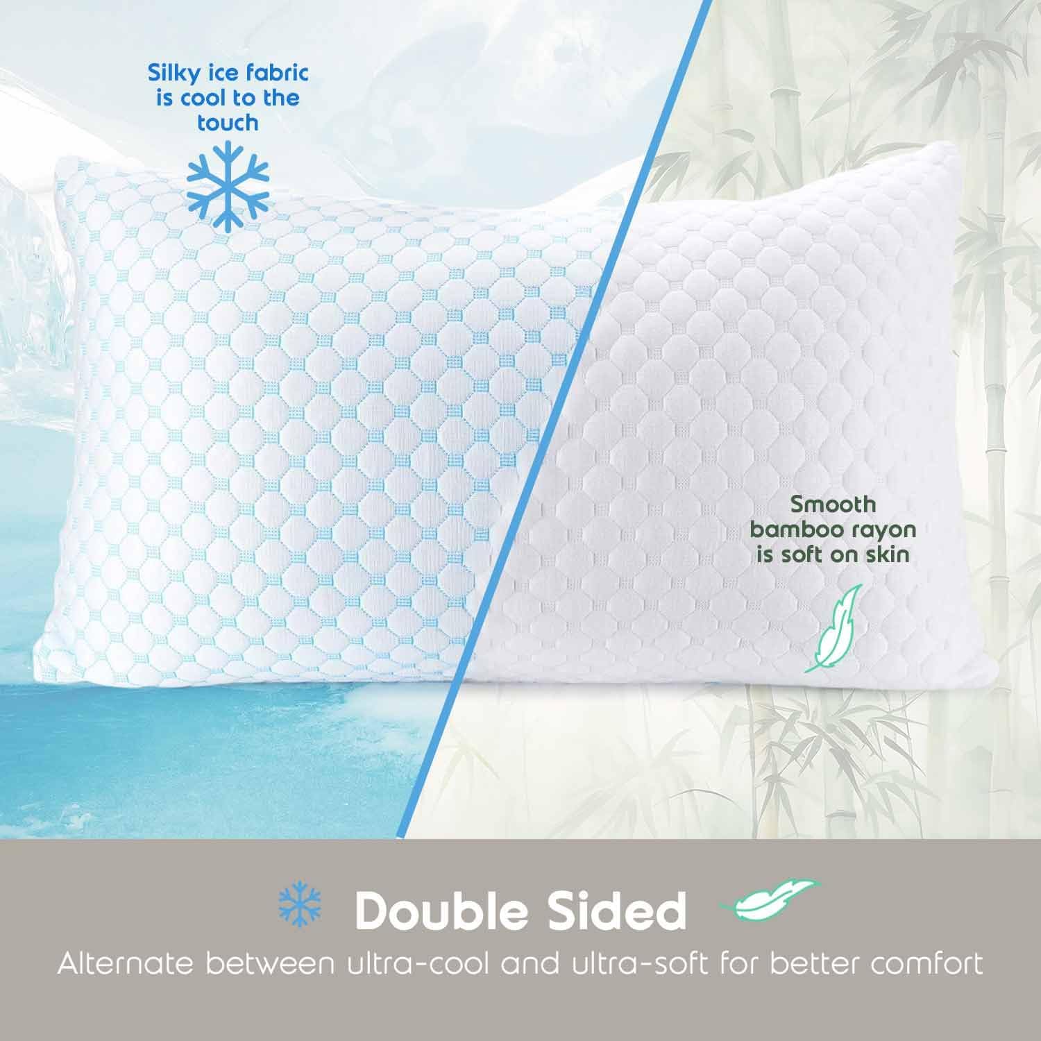 Nestl Cooling Pillow for Sleeping – Adjustable Shredded Memory Foam Pillow with Cold Gel, Standard Size (1 Pack)