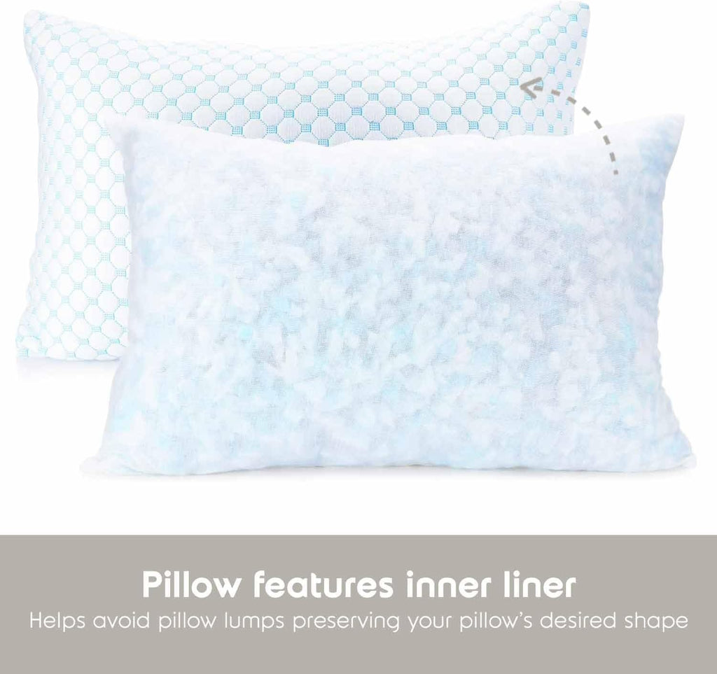 Nestl Cooling Pillow for Sleeping – Adjustable Shredded Memory Foam Pillow with Cold Gel, Standard Size (1 Pack)