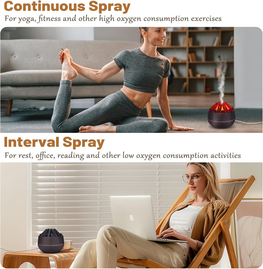 BZlover Mini Humidifier – Simulated Charcoal Fire Cool Mist Humidifier with Auto-Off Protection, 300ml