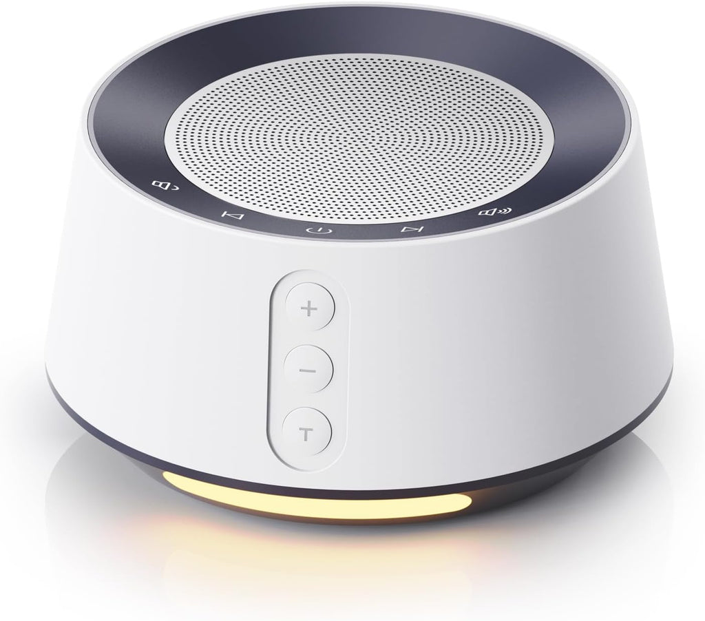 BGOVERSS White Noise Sound Machine – 20 Soothing Sounds with 10-Color Night Light, Timers & Memory Feature (White)