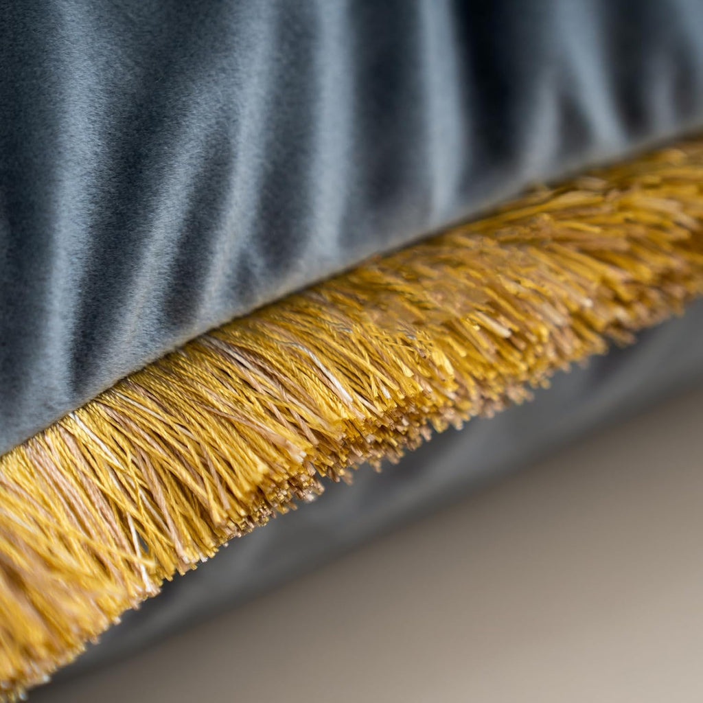 Alerfa Floral Velvet Throw Pillow Cover with Tassel – 16×24" European Embroidered Decorative Cushion Cover, Gray