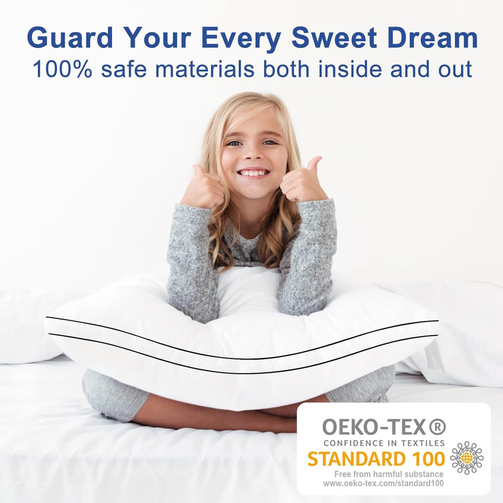 Premium Pillows Queen Size Set of 2 – Fluffy 7D Down Alternative Hotel-Quality Gusseted Pillows