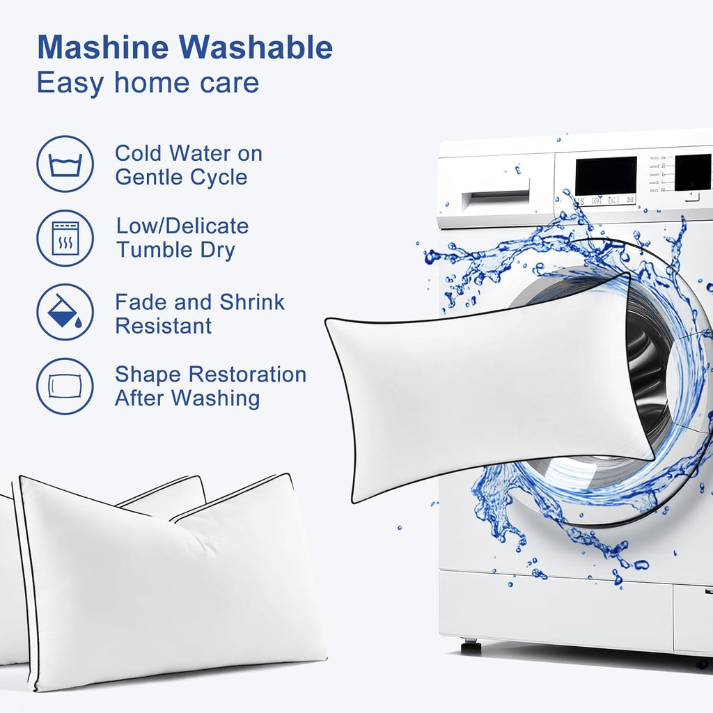 Premium Pillows Queen Size Set of 2 – Fluffy 7D Down Alternative Hotel-Quality Gusseted Pillows