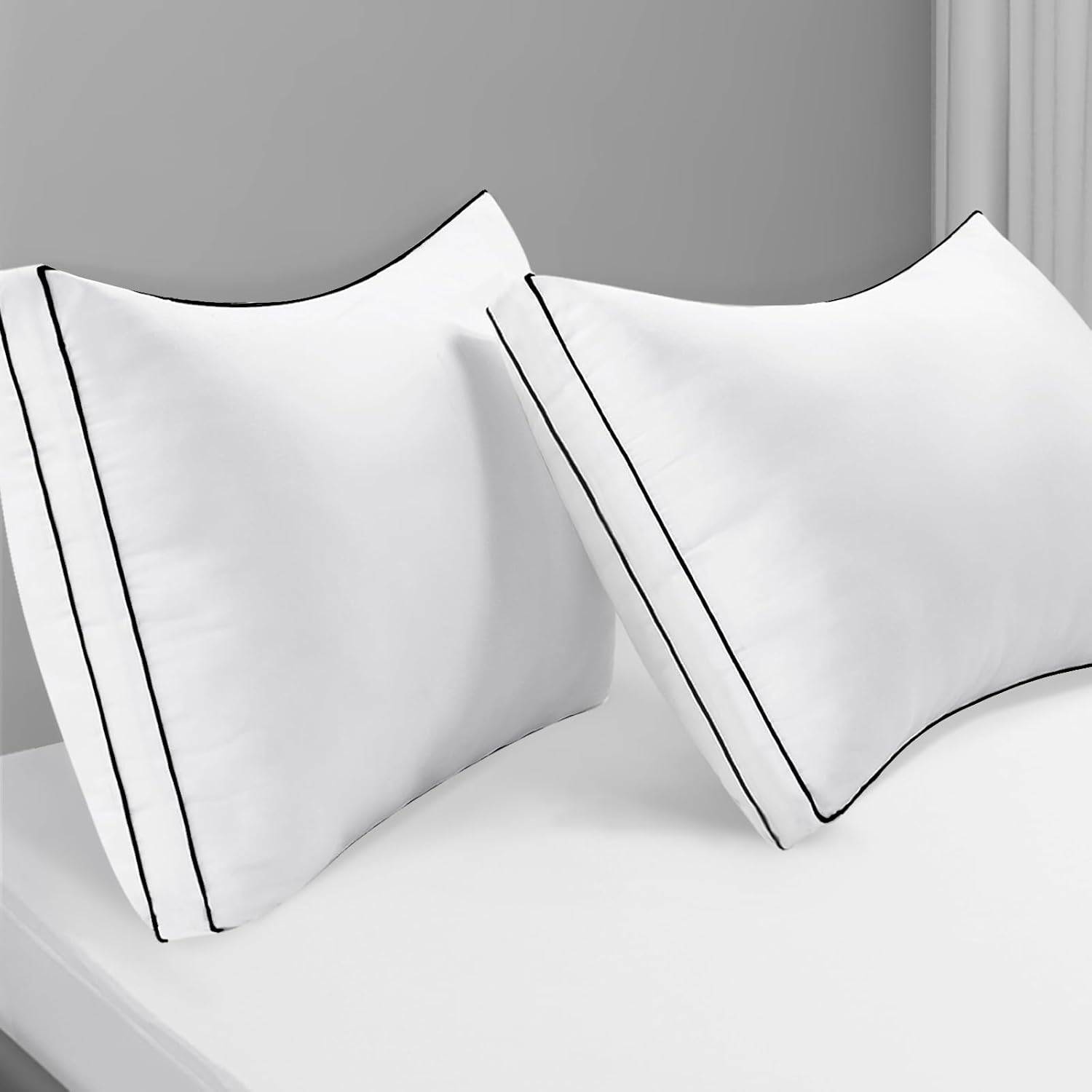 Premium Pillows Queen Size Set of 2 – Fluffy 7D Down Alternative Hotel-Quality Gusseted Pillows