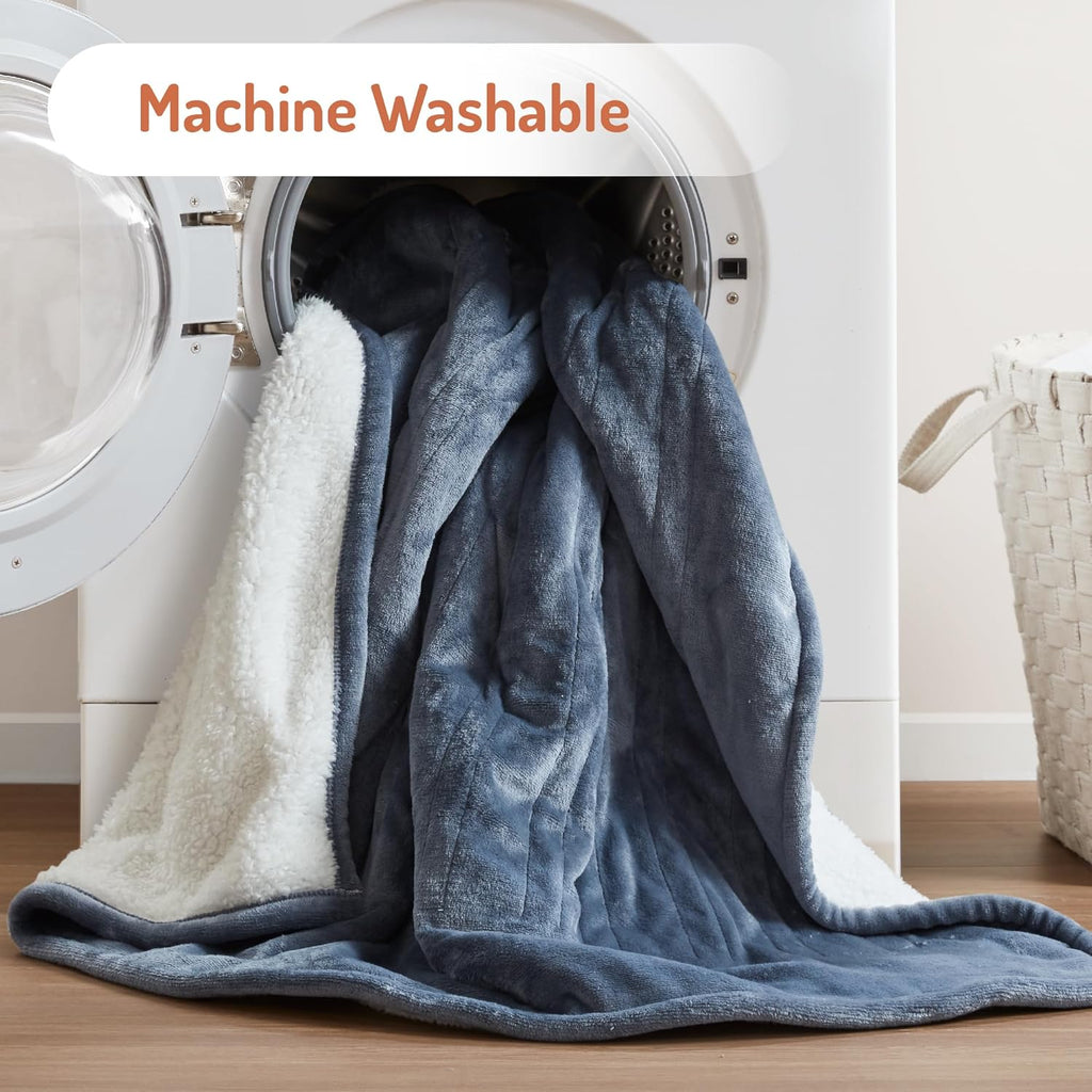 Degrees of Comfort Heated Throw Blanket – Soft Flannel Electric Throw with 6 Heat Settings & Auto Shut-Off, 50×60", Blue