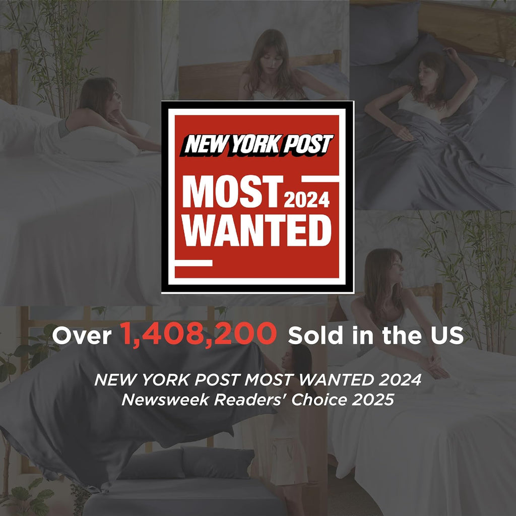 Bedsure Queen Sheet Set – Cooling Bamboo-Derived Silky Sheets with Deep Pockets, Hotel Luxury, Dark Grey