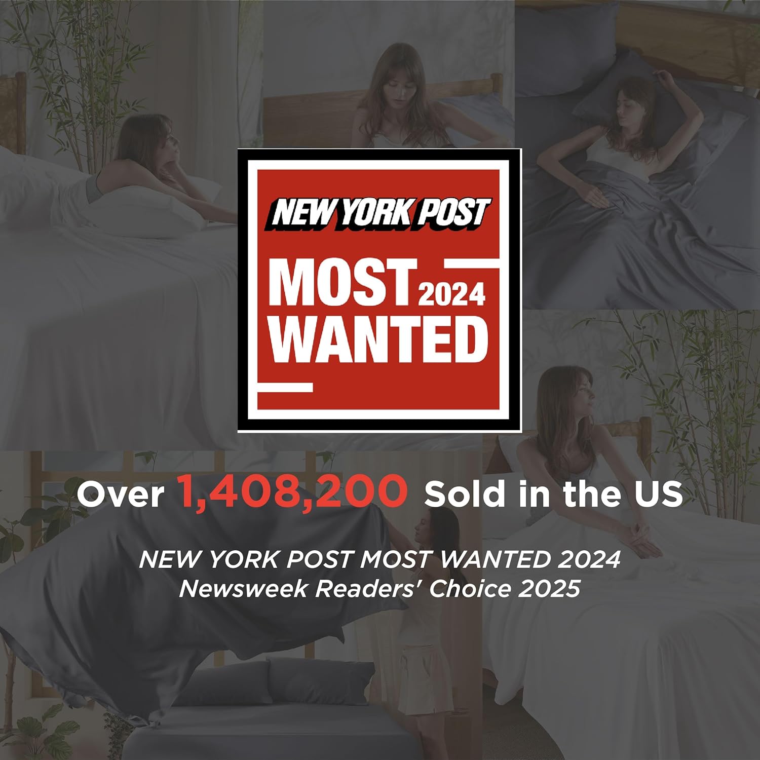 Bedsure Queen Sheet Set – Cooling Bamboo-Derived Silky Sheets with Deep Pockets, Hotel Luxury, Dark Grey