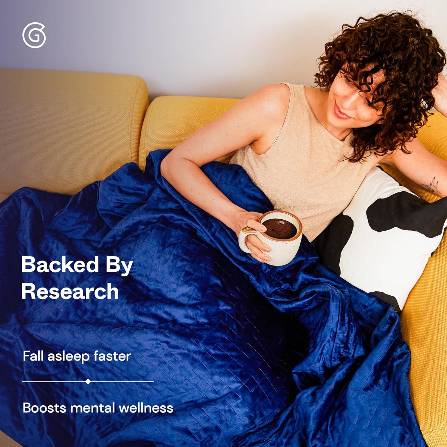 Gravity Weighted Blanket for Adults – 20lb Heavy Cotton Blanket with Glass Beads & Premium Microfiber Duvet Cover (Navy, 48×72")